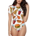 thumbnail image 1 of Balery Hot Dog Burger Women's Short Sleevee Crew Neck Bodysuit Tops Short Sleeve Tops Basic-, 1 of 9