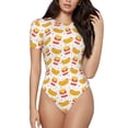 thumbnail image 1 of Balery Hot Dog Women's Short Sleevee Crew Neck Bodysuit Tops Short Sleeve Tops Basic-Small, 1 of 9