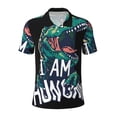 thumbnail image 1 of Balery Hungry Tyrannosaurus Printed Men’s Short Sleeve Polo Shirt, Midweight Men's Shirt,Golf Polo shirts -Large, 1 of 8