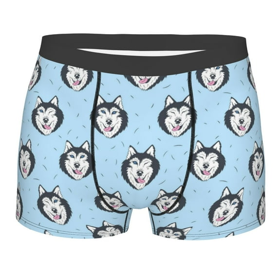 Balery Husky Head Men's Boxer Briefs, Soft and Breathable Cotton Underwear with nylon Waistband-Medium