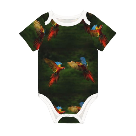 Balery Hybrid Parrot in the Forest Pattern Baby Climbing Clothes Infant Bodysuit Cute Infant Bodysuit Baby Romper-6 Months