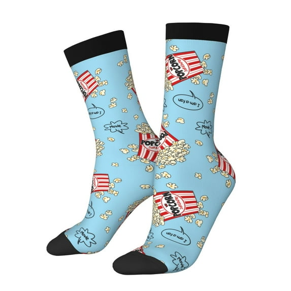 Balery I Am A Fan Popcorn Pattern Crew Socks Unisex– Soft & Breathable Socks for Men & Women, One-Size Fits Most (US 5-11), Comfortable & Durable for Daily Wear