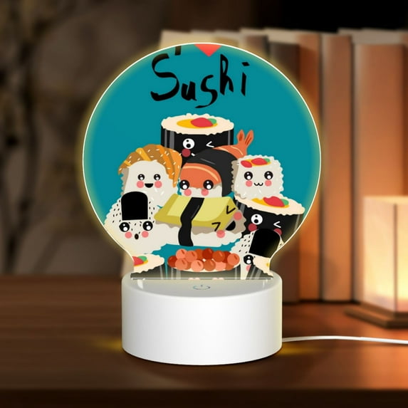 Balery I Love Sushi Pattern Acrylic Night Light Gift with 3 Color ModesTouch-Sensitive LED Lamp Perfect Gift for Mother's Day, Birthday, or Christmas