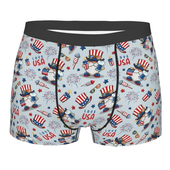 Balery I Love USA Men's Boxer Briefs, Soft and Breathable Cotton Underwear with nylon Waistband-Medium