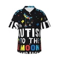 thumbnail image 1 of Balery I Love With Autism To The Moon And Back Print Men's Hawaiian Shirts Short Sleeve Beach Shirt Relaxed Fit Vacation Button Down Shirts-Medium, 1 of 9