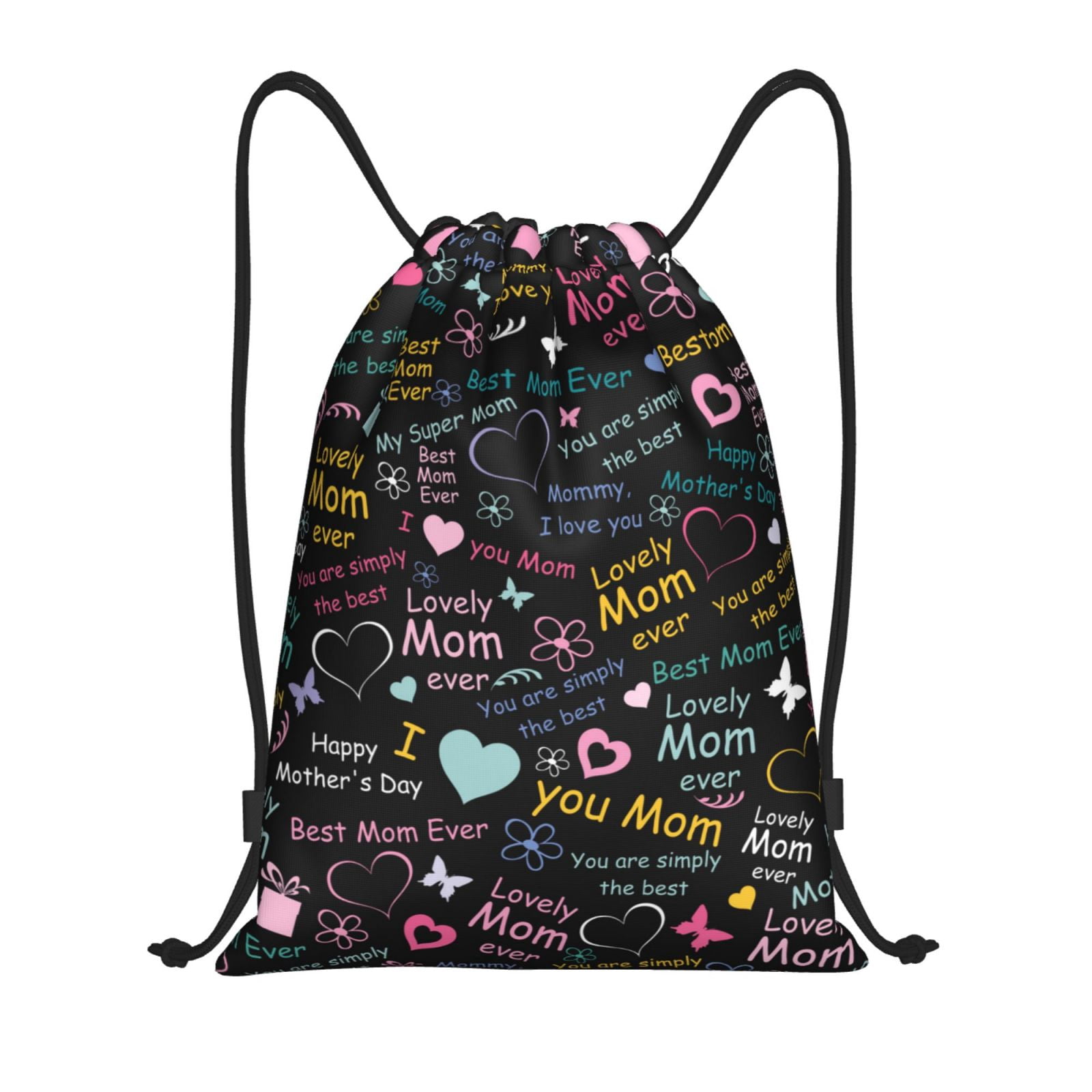 Balery I Love You Mom Pattern Drawstring Backpack Bag Sport Gym Sackpack Cinch Bags Pattern Drawstring Backpack Bag Sport Gym Sackpack Cinch Bags Sma