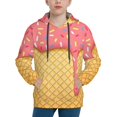 thumbnail image 1 of Balery Ice Cream Pattern Boys Hoodie, Youth Pullover Hooded Sweatshirt, Kangaroo Pocket Hoodie for Kids Girls -Small, 1 of 6