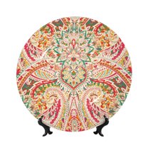 Balery Indian Paisley 1 Print Bone China Decorative Plate Ceramic Dinner Plates Art Crafts with Display Stand-6in