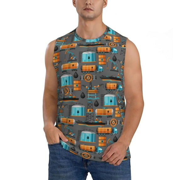 Balery Industrial Transportation Men's Sleeveless Muscle Shirts Workout Tank Top, Moisture Wicking, Odor Protection-3X-Large