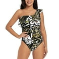 thumbnail image 1 of Balery Ink Graffiti Owl One Shoulder Swimsuits for Women Ruffle Swimsuits Tummy Control One Shoulder Bathing Suits-, 1 of 8