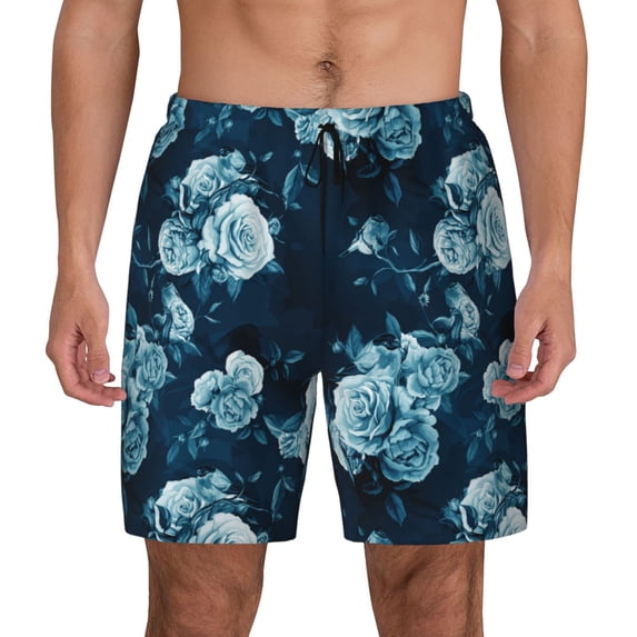 Balery Ink Rose Mens Swim Trunks Swim Shorts for Men Quick Dry Inseam Beach Shorts with Compression Liner Pocket-XX-Large