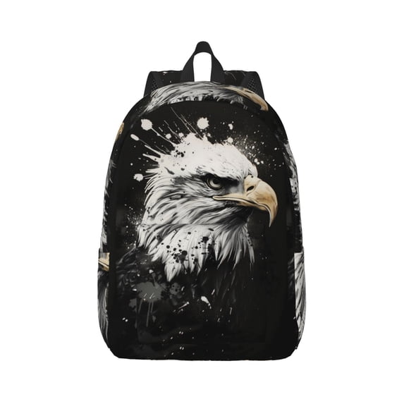 Balery Ink Style Bald Eagle Vintage Canvas Backpack for Men and Women - Large Capacity, Durable Travel Laptop Bag for School, Work, Hiking, and Outdoor Activities-Small