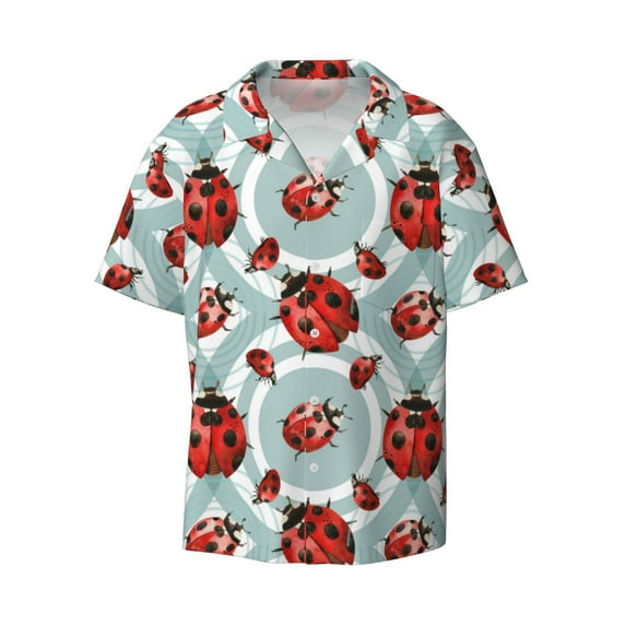 Balery Insects Men's Casual Button Down Shirt Short Sleeve Textured Summer Cuban Beach Shirts-XX-Large