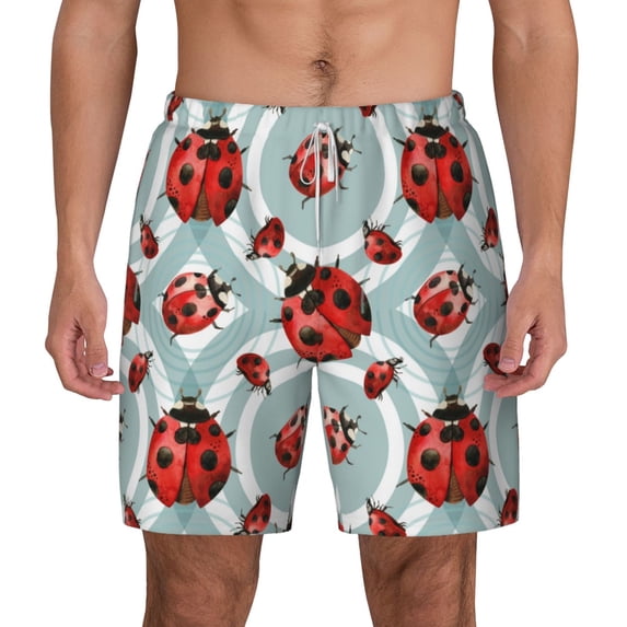 Balery Insects Mens Swim Trunks Swim Shorts for Men Quick Dry Inseam Beach Shorts with Compression Liner Pocket-Large