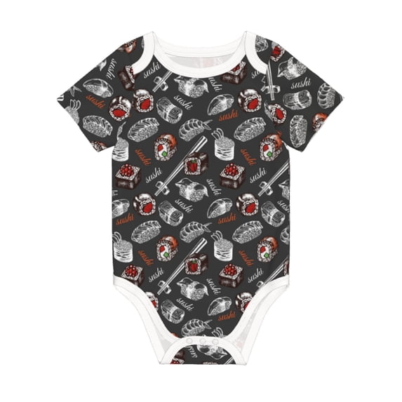 Balery Japanese Sushi Hashi Pattern Baby Climbing Clothes Infant Bodysuit Cute Infant Bodysuit Baby Romper-12 Months