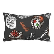 Balery Japanese Sushi Hashi Pillow Covers,Bed Pilowcases,Reversible Plush Throw Pillow Covers End Pillow Encasement,Pillow Case - 14"X20"