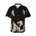 thumbnail image 1 of Balery Japanese White Crane Print Men's Hawaiian Shirts Short Sleeve Beach Shirt Relaxed Fit Vacation Button Down Shirts-Large, 1 of 9