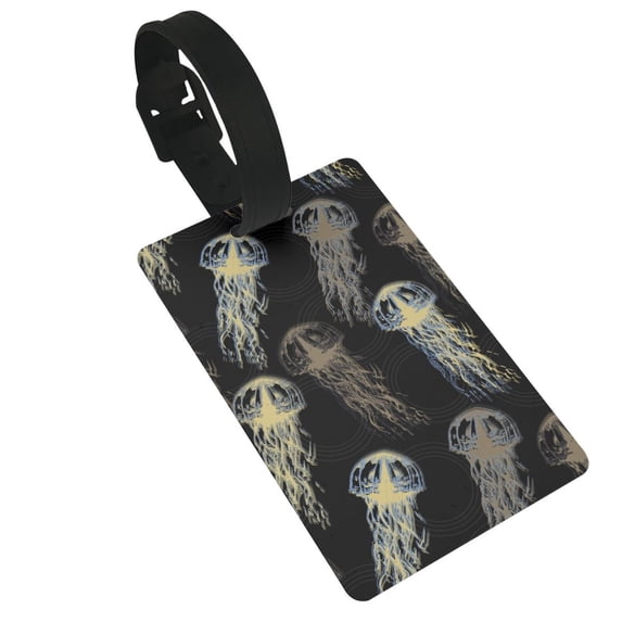 Balery Jellyfish Print Durable Luggage Tags with Secure Strap, Personalized Travel ID Tags for Suitcases, Bags, and Backpacks - Easy Identification for Men and Women