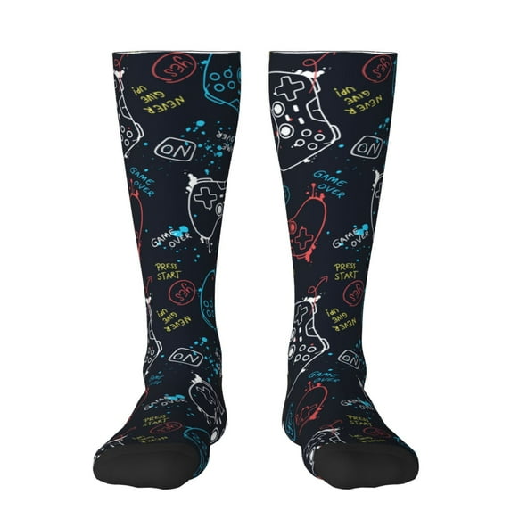 Balery Joystick Gamepad Printed Novelty Socks Men's Women's Crew Socks Sports Socks Knee High Socks Cotton Socks Quirky and Cool Socks