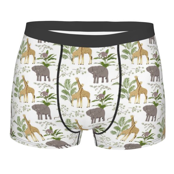 Balery Jungle Animal Men's Boxer Briefs, Soft and Breathable Cotton Underwear with nylon Waistband-XX-Large