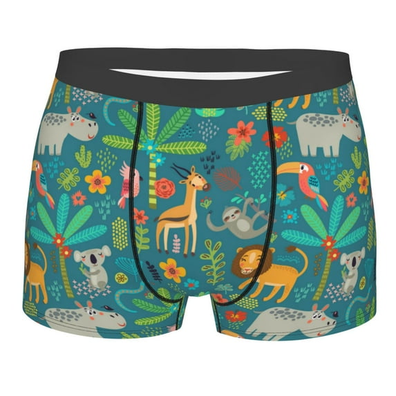 Balery Jungle Animals Men's Boxer Briefs, Soft and Breathable Cotton Underwear with nylon Waistband-Small
