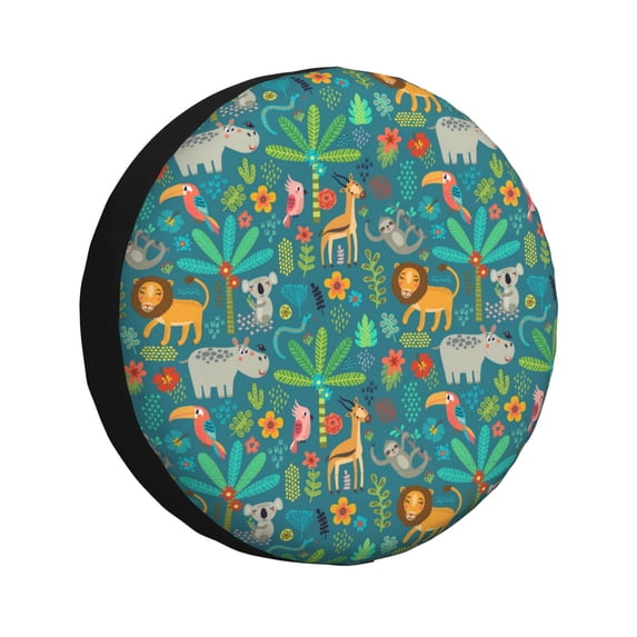 Balery Jungle Animalstire Cover Waterproof Dust-Proof, Universal Spare Wheel Tire Cover For Trailer, Rv, Suv Truck And Vehicle Camper Accessories-17 Inch