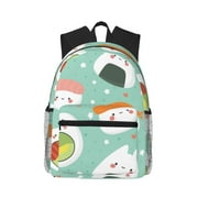 Balery Kawaii Sushi Backpack for Women Men,Lightweight Casual Travel Daypack,Classic Basic College Backpack,Middle School Bag for Teen Girls Boys