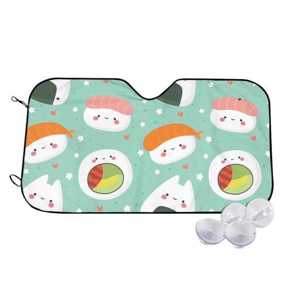 Balery Kawaii Sushi Print Car Windshield Sun Shade,Windshield Sunshade for Car Pickup Truck SUV Accessories-Medium