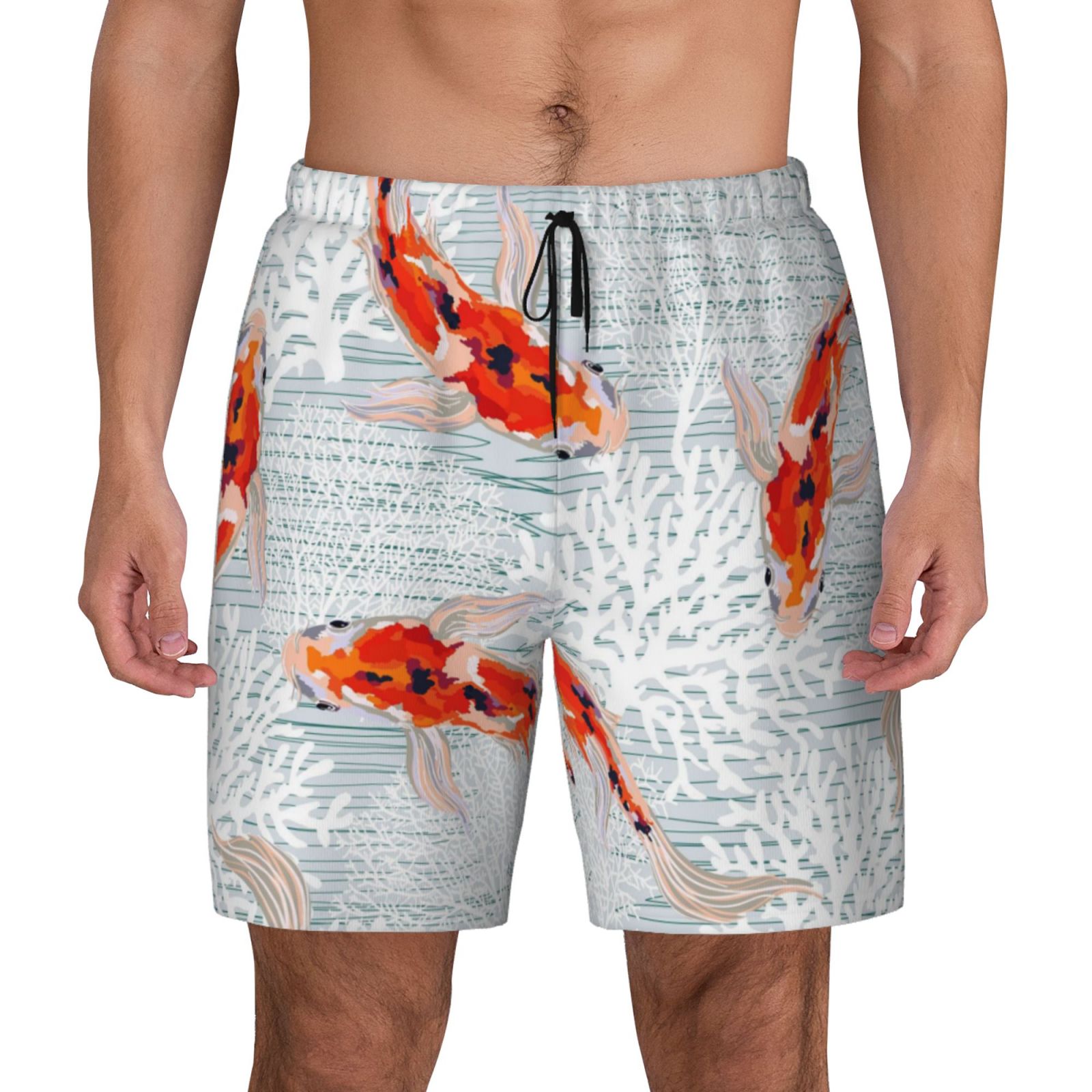 Balery Koi Fish Corals,Spring Summer Mens Swim Trunks Swim Shorts for ...