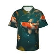 thumbnail image 1 of Balery Koi Pond Lilies Print Men's Hawaiian Shirts Short Sleeve Beach Shirt Relaxed Fit Vacation Button Down Shirts-3X-Large, 1 of 9
