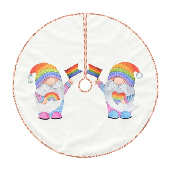 Balery LGBT Gnomes Printed Christmas Tree Skirt , Merry Christmas Party Christmas Tree Decoration,Adjustable Tree Skirt-36"