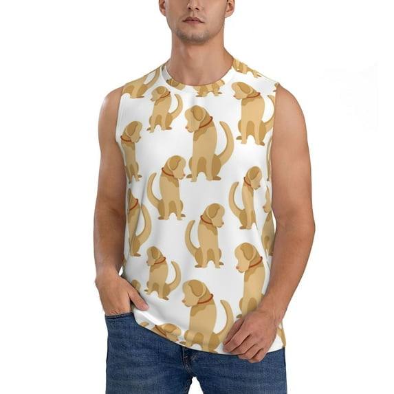 Balery Labrador Retriever Dog Men's Sleeveless Muscle Shirts Workout Tank Top, Moisture Wicking, Odor Protection-Small