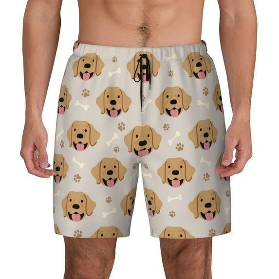 Balery Labrador Retriever Dog Mens Swim Trunks Swim Shorts for Men Quick Dry Inseam Beach Shorts with Compression Liner Pocket-Small