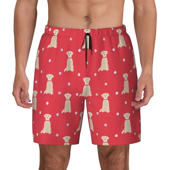 Balery Labrador Retriever Dog Mens Swim Trunks Swim Shorts for Men Quick Dry Inseam Beach Shorts with Compression Liner Pocket-