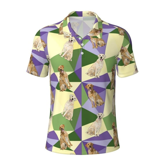 Balery Labrador Retriever Dog Printed Men’s Short Sleeve Polo Shirt, Midweight Men's Shirt,Golf Polo shirts -3X-Large