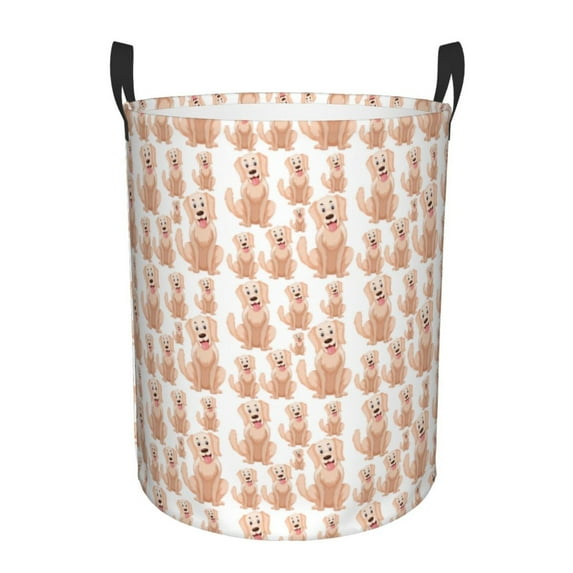 Balery Labrador Retriever Dog Round Laundry Basket with Handles Waterproof Freestanding Laundry Hamper for Clothes Toys in the Dorm and Family-