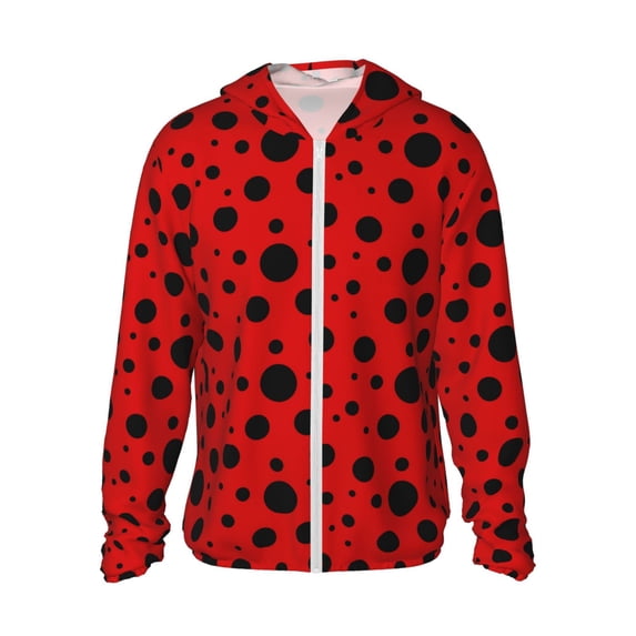 Balery Ladybug Pattern Men's Women's UPF 50+ Sun Protection Lightweight Hoodie Performance Long Sleeve Shirt for Fishing Running-Small