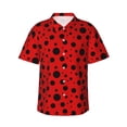thumbnail image 1 of Balery Ladybug Pattern Print Men's Hawaiian Shirts Short Sleeve Beach Shirt Relaxed Fit Vacation Button Down Shirts-Small, 1 of 7