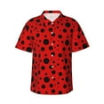 thumbnail image 1 of Balery Ladybug Pattern Print Men's Hawaiian Shirts Short Sleeve Beach Shirt Relaxed Fit Vacation Button Down Shirts-XX-Large, 1 of 9