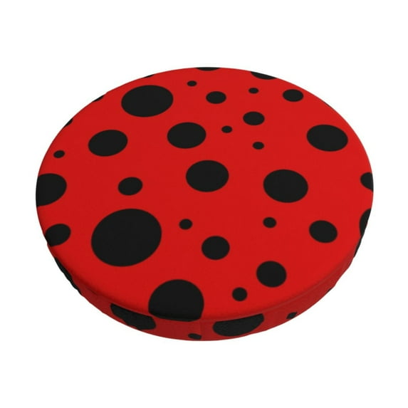 Balery Ladybug Pattern Velvet Round Bar Chair Cushion Cover Adjustable, Protects From Scratches And Stains, Soft & Washable Ideal For Wooden And Metal Stools - 12 Inch