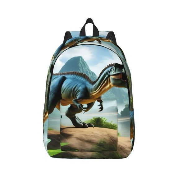 Balery Lake Forest Dinosaur A Vintage Canvas Backpack for Men and Women - Large Capacity, Durable Travel Laptop Bag for School, Work, Hiking, and Outdoor Activities-Medium