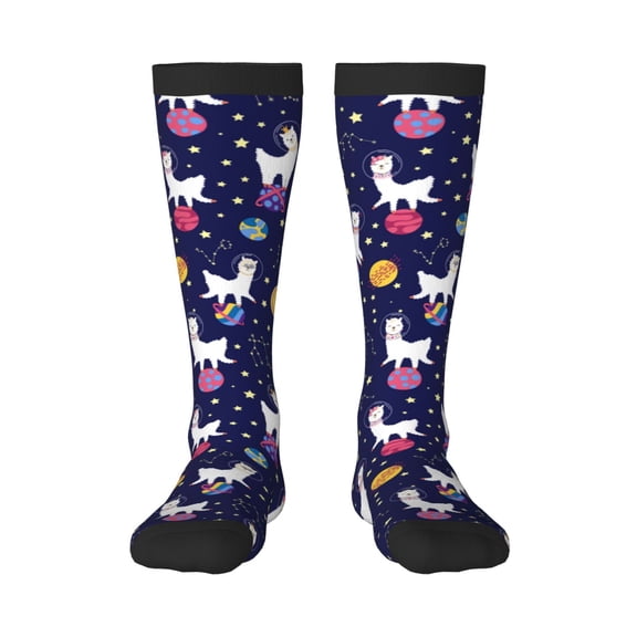 Balery Lama In Space Fun Novelty Socks Men'S Women'S Crew Socks Funny Crazy Novelty Socks Quirky And Cool Socks