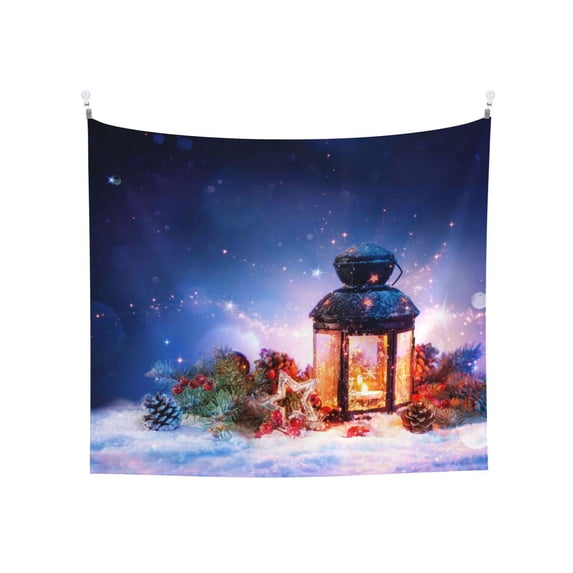 Balery Lantern On Snow With Christmas Pattern Tapestry 60x51 Inches - Large Wall Hanging Tapestry for Bedroom, Living Room, Dorm Decor - Artistic and Aesthetic Room Decor