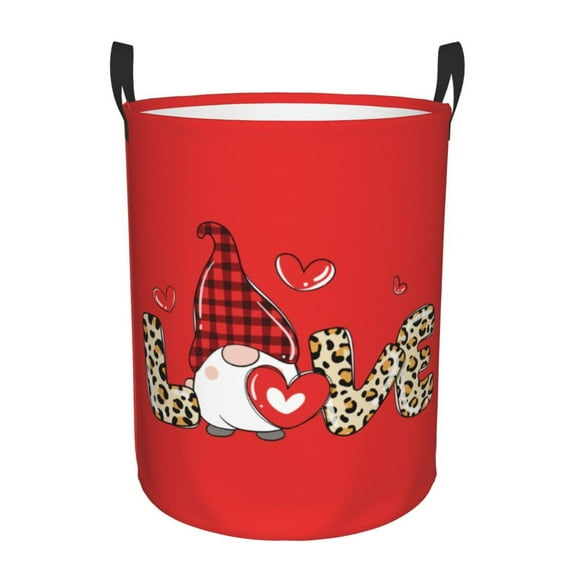 Balery Love Gnomes Round Laundry Basket with Handles Waterproof Freestanding Laundry Hamper for Clothes Toys in the Dorm and Family-Medium