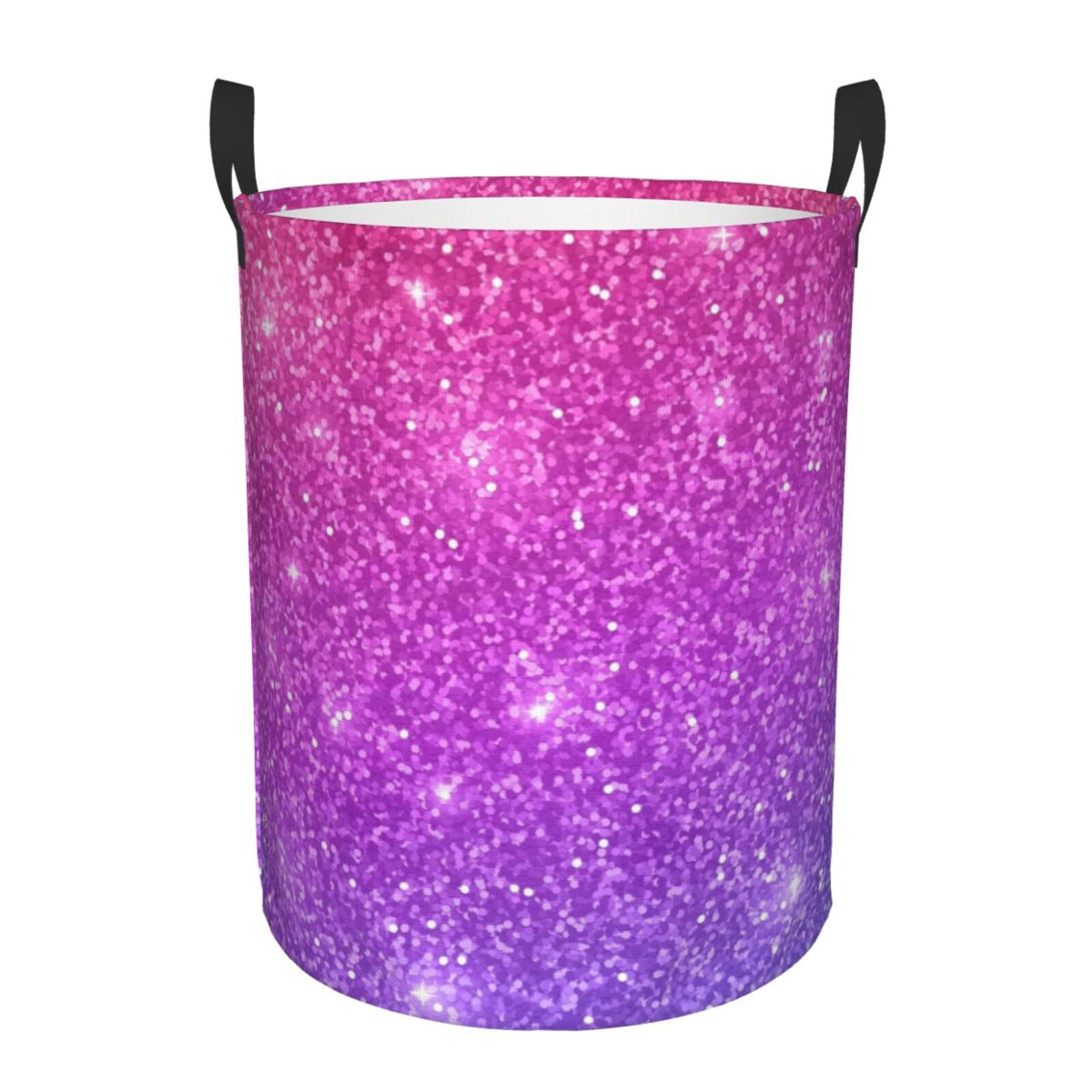 Balery,Laundry Hamper With Handles Laundry Basket Pink Purple Glitter
