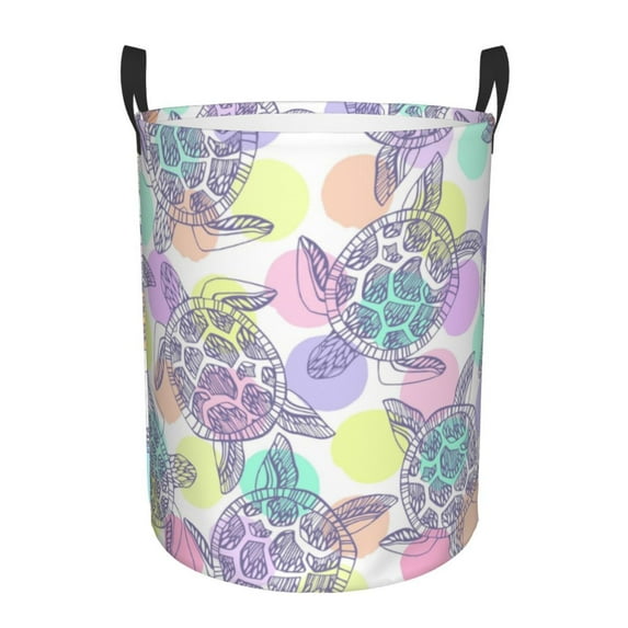Balery,Laundry Hamper With Handles Laundry Basket Sea Turtles Round Laundry Baskets Circular Hamper For Bathroom Organizer Basket Lightweight Storage Baskets For Bathroom