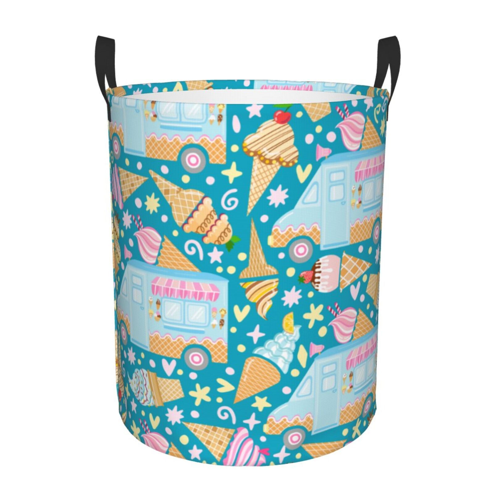 Balery,Laundry Hamper With Handles Laundry Basket Icecream Truck Round