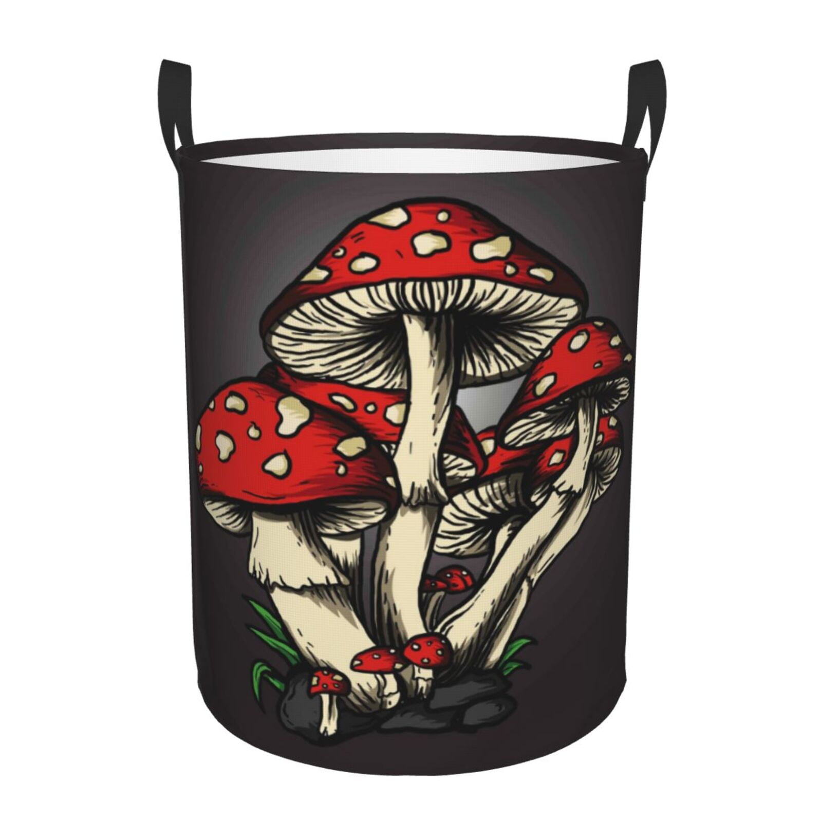 Balery,Laundry Hamper With Handles Laundry Basket Red Mushrooms Round