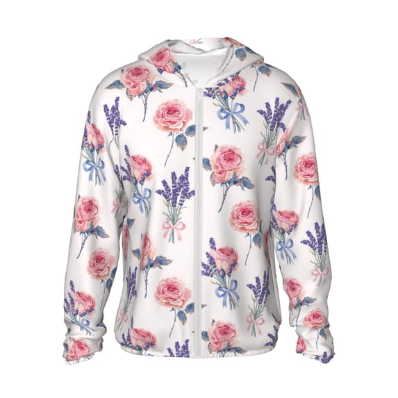 Balery Lavender Flowers Men's Women's UPF 50+ Sun Protection Lightweight Hoodie Performance Long Sleeve Shirt for Fishing Running-3X-Large