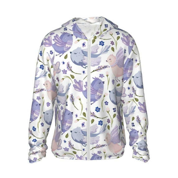 Balery Lavender Flowers Men's Women's UPF 50+ Sun Protection Lightweight Hoodie Performance Long Sleeve Shirt for Fishing Running-X-Large